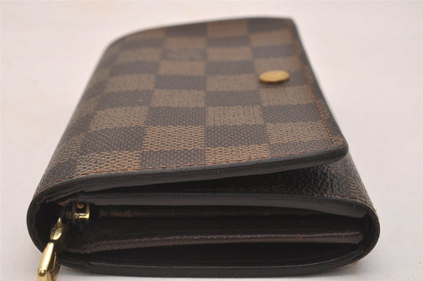 Authentic Louis Vuitton Damier Porte Monnaie Billets Tresor N61730 Wallet 4370J