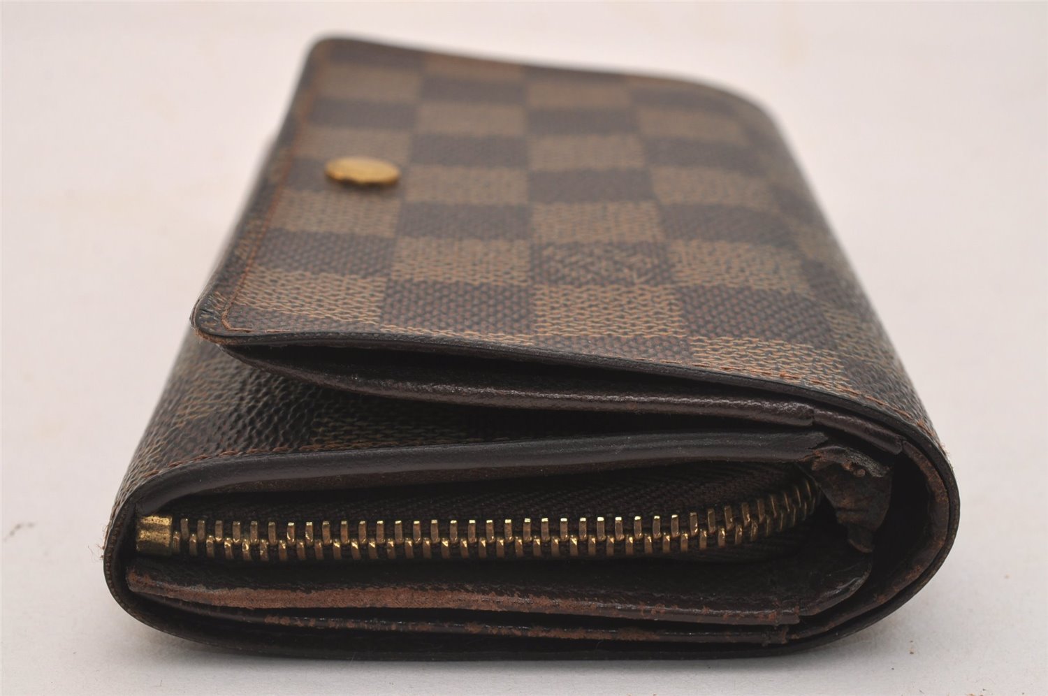 Authentic Louis Vuitton Damier Porte Monnaie Billets Tresor N61730 Wallet 4370J