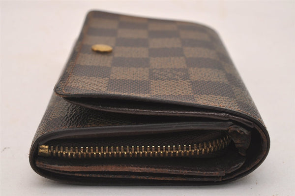 Authentic Louis Vuitton Damier Porte Monnaie Billets Tresor N61730 Wallet 4370J