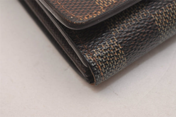 Authentic Louis Vuitton Damier Porte Monnaie Billets Tresor N61730 Wallet 4370J