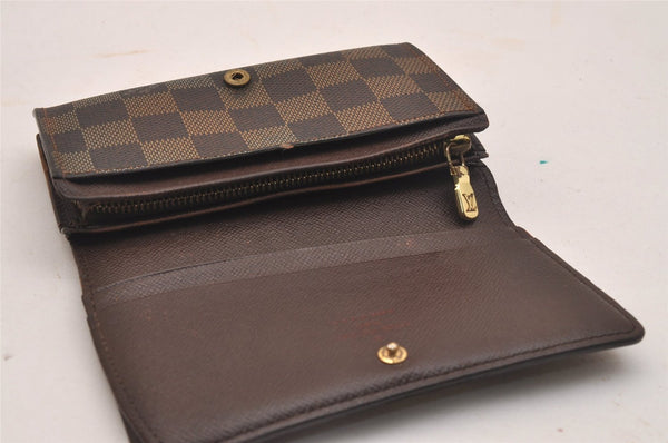 Authentic Louis Vuitton Damier Porte Monnaie Billets Tresor N61730 Wallet 4370J