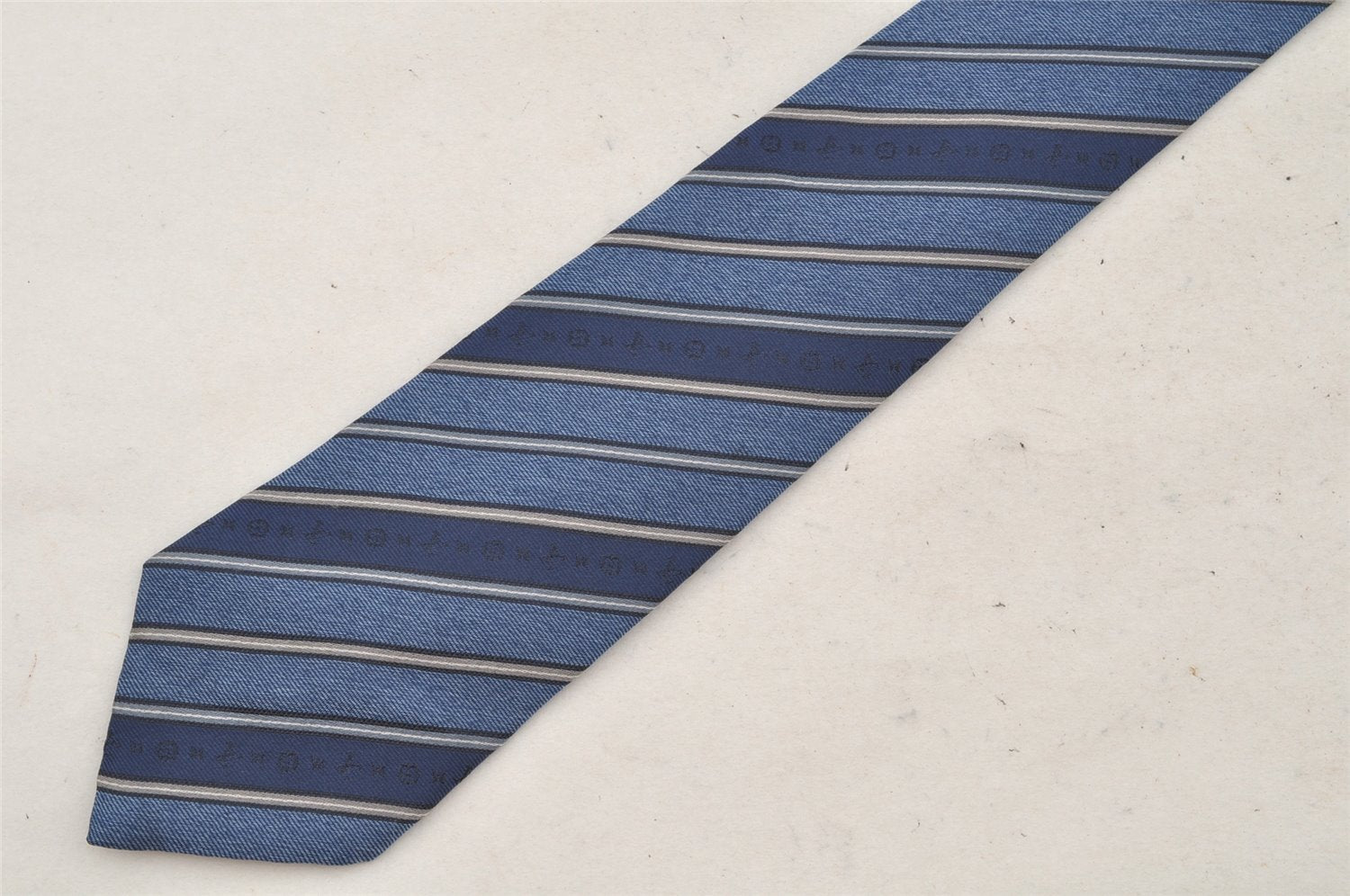 Auth Louis Vuitton Monogram Cravat Stripe Tie Necktie Silk Blue M78575 LV 4371J