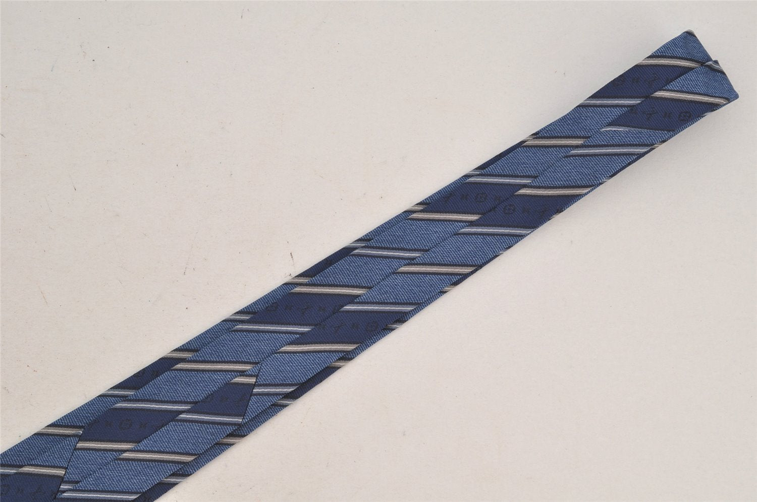 Auth Louis Vuitton Monogram Cravat Stripe Tie Necktie Silk Blue M78575 LV 4371J