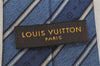 Auth Louis Vuitton Monogram Cravat Stripe Tie Necktie Silk Blue M78575 LV 4371J