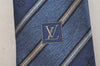 Auth Louis Vuitton Monogram Cravat Stripe Tie Necktie Silk Blue M78575 LV 4371J