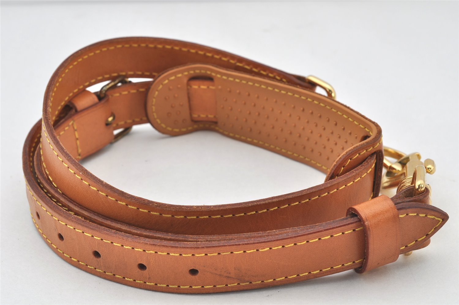 Authentic Louis Vuitton Leather Shoulder Strap Beige 37.4-44.5