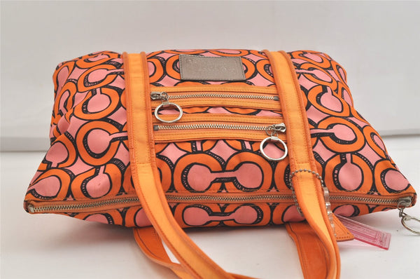 Auth COACH 3D Op Artgram POPPY Tote Bag Canvas Enamel 14983 Pink Orange 4373K