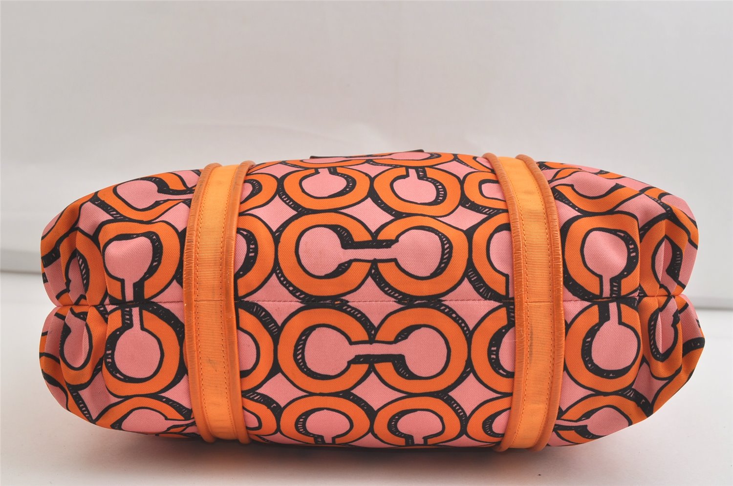 Auth COACH 3D Op Artgram POPPY Tote Bag Canvas Enamel 14983 Pink Orange 4373K