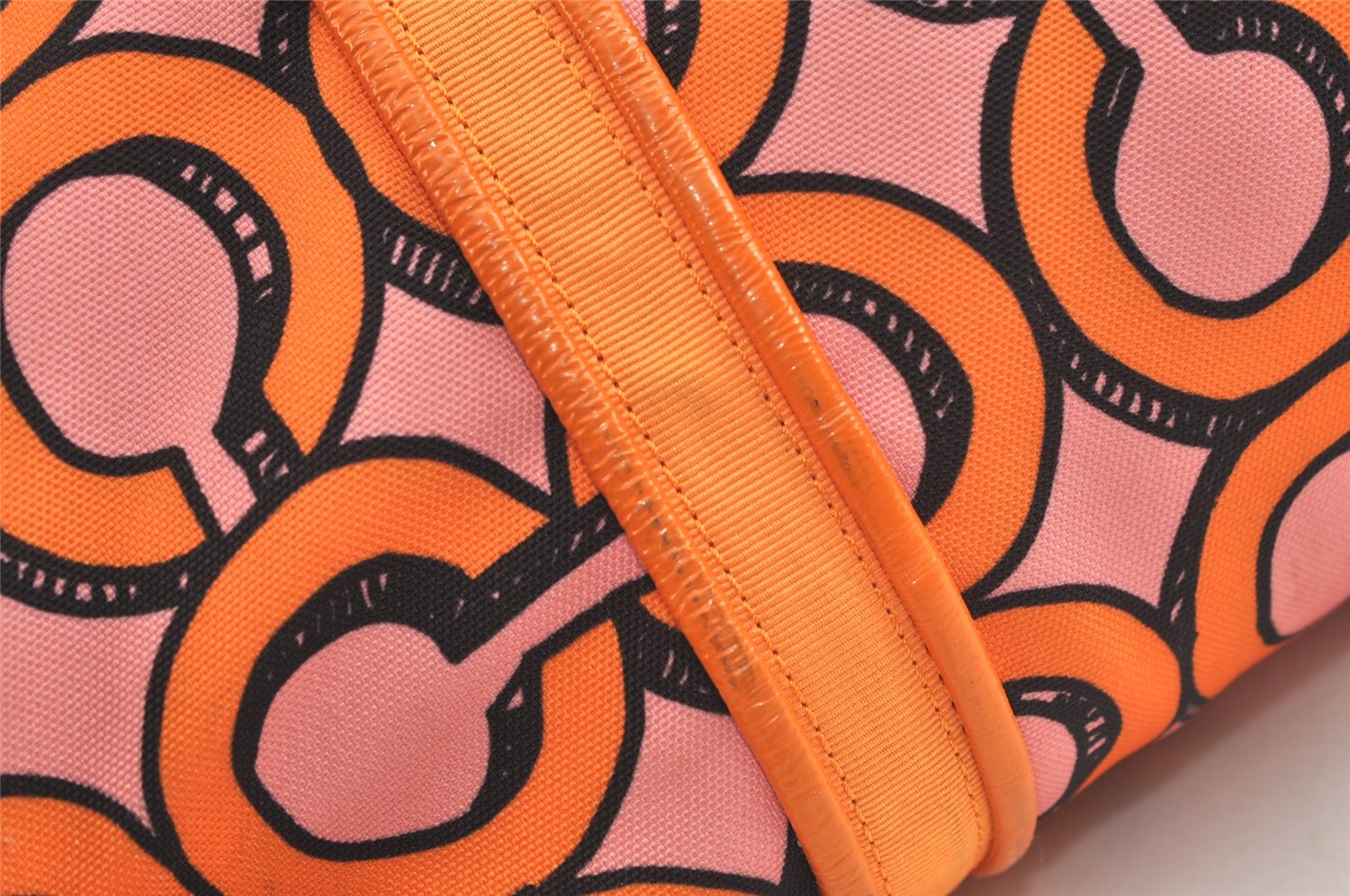 Auth COACH 3D Op Artgram POPPY Tote Bag Canvas Enamel 14983 Pink Orange 4373K