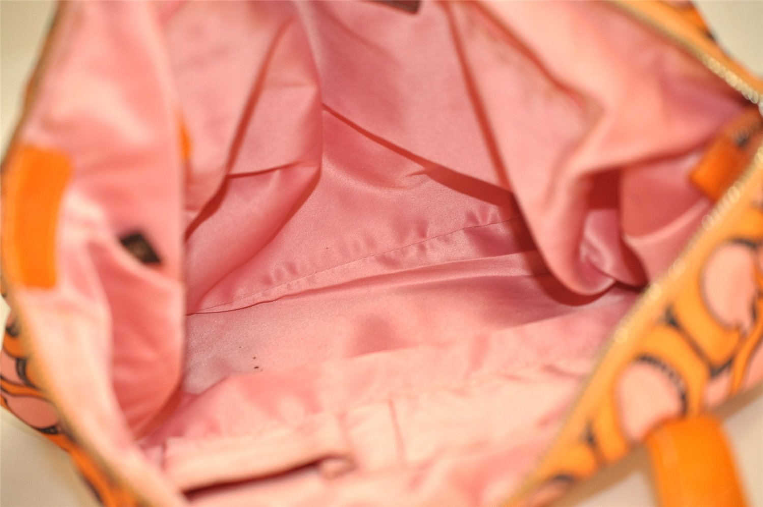 Auth COACH 3D Op Artgram POPPY Tote Bag Canvas Enamel 14983 Pink Orange 4373K
