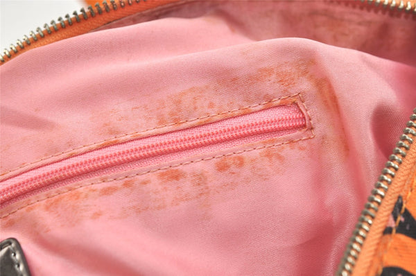 Auth COACH 3D Op Artgram POPPY Tote Bag Canvas Enamel 14983 Pink Orange 4373K