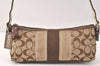 Authentic COACH Signature Shoulder Hand Bag Canvas Suede Leather Brown 4375K