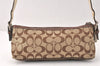 Authentic COACH Signature Shoulder Hand Bag Canvas Suede Leather Brown 4375K