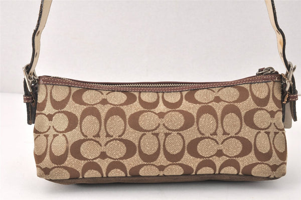 Authentic COACH Signature Shoulder Hand Bag Canvas Suede Leather Brown 4375K