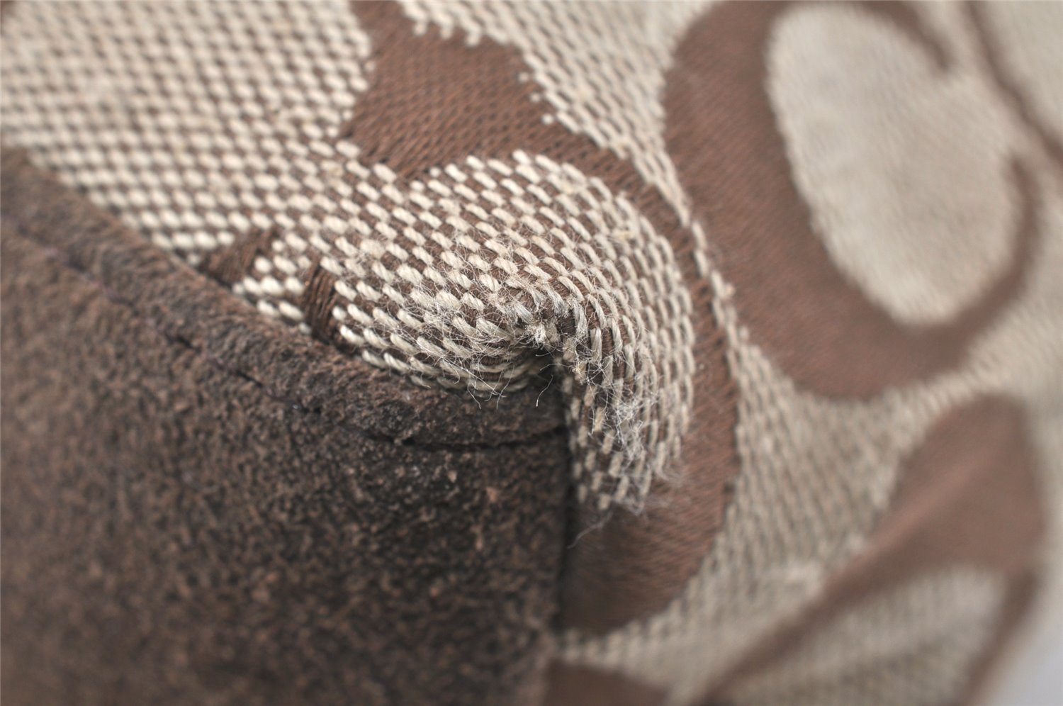 Authentic COACH Signature Shoulder Hand Bag Canvas Suede Leather Brown 4375K