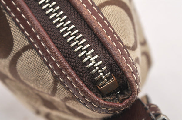 Authentic COACH Signature Shoulder Hand Bag Canvas Suede Leather Brown 4375K