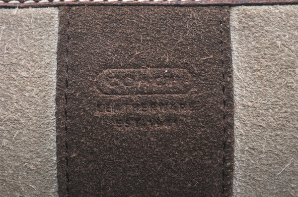Authentic COACH Signature Shoulder Hand Bag Canvas Suede Leather Brown 4375K