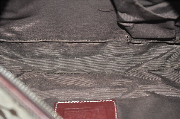 Authentic COACH Signature Shoulder Hand Bag Canvas Suede Leather Brown 4375K