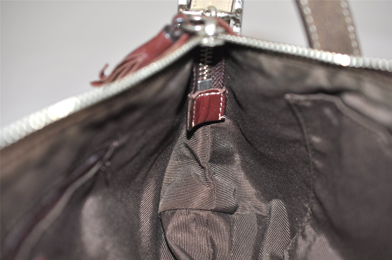 Authentic COACH Signature Shoulder Hand Bag Canvas Suede Leather Brown 4375K