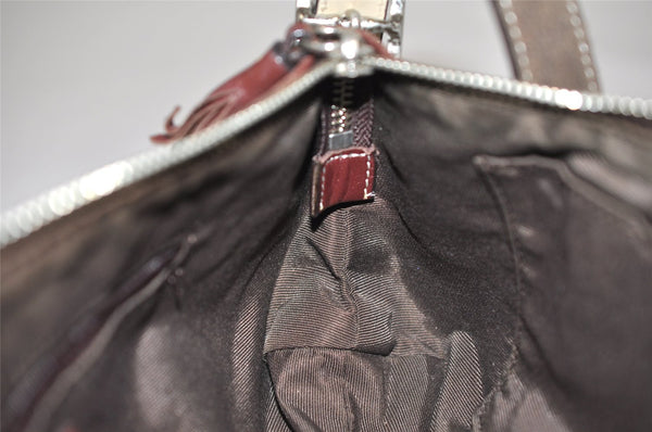 Authentic COACH Signature Shoulder Hand Bag Canvas Suede Leather Brown 4375K