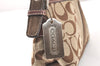 Authentic COACH Signature Shoulder Hand Bag Canvas Suede Leather Brown 4375K