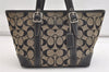 Authentic COACH Signature Hand Tote Bag Purse Canvas Leather 6043 Black 4376K