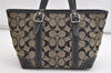 Authentic COACH Signature Hand Tote Bag Purse Canvas Leather 6043 Black 4376K