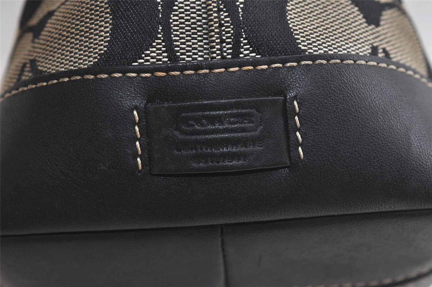 Authentic COACH Signature Hand Tote Bag Purse Canvas Leather 6043 Black 4376K
