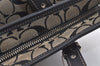 Authentic COACH Signature Hand Tote Bag Purse Canvas Leather 6043 Black 4376K