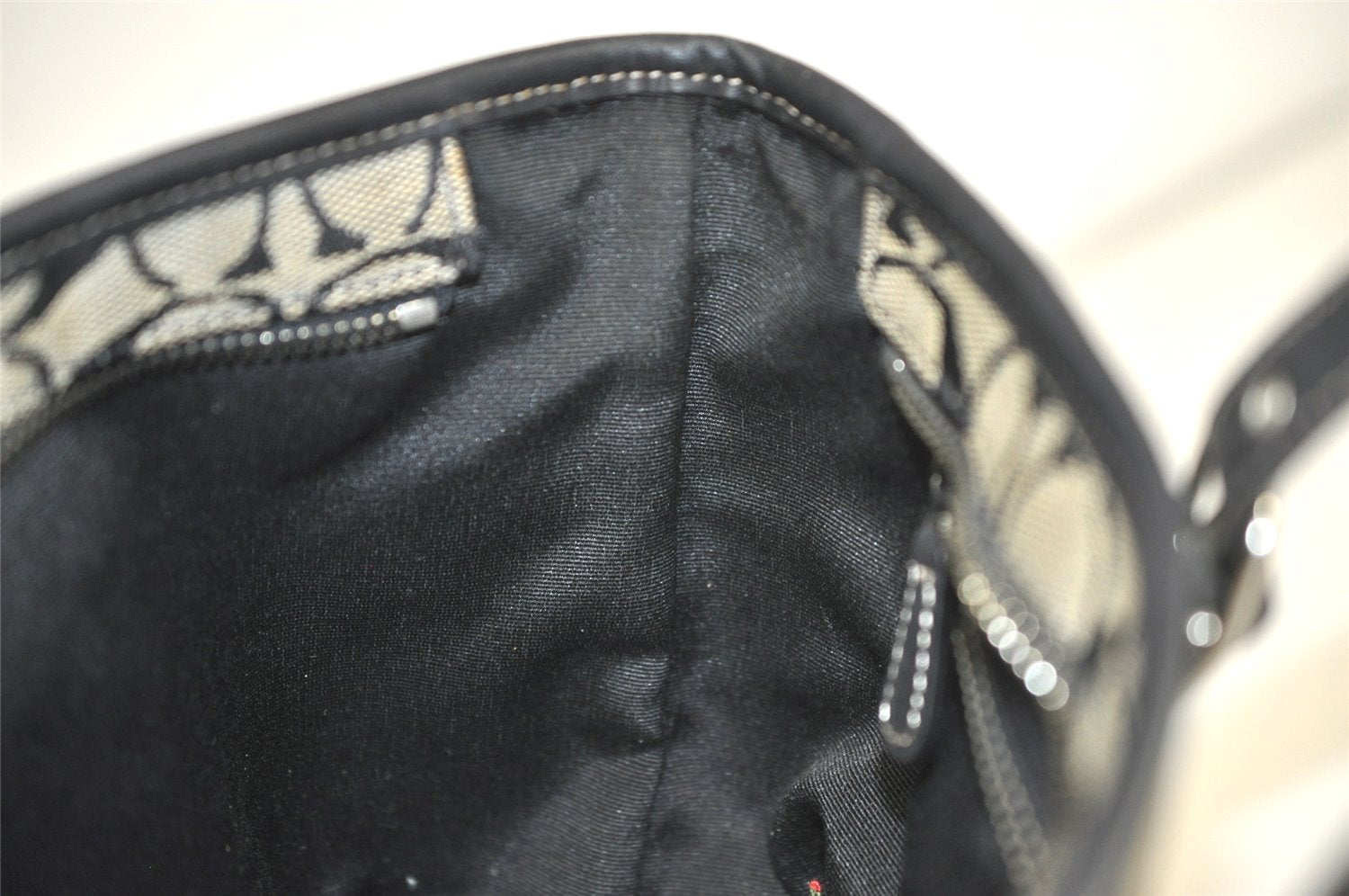 Authentic COACH Signature Hand Tote Bag Purse Canvas Leather 6043 Black 4376K