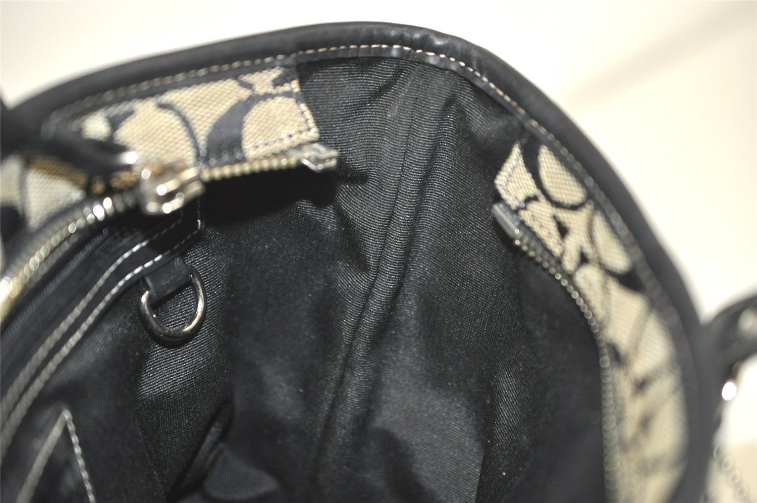 Authentic COACH Signature Hand Tote Bag Purse Canvas Leather 6043 Black 4376K