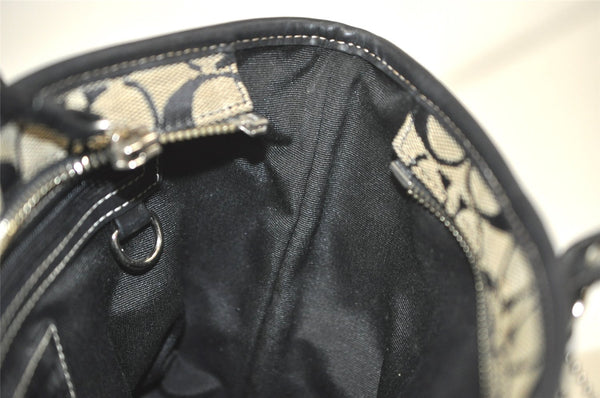 Authentic COACH Signature Hand Tote Bag Purse Canvas Leather 6043 Black 4376K