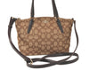 Authentic COACH Signature 2Way Hand Bag Canvas Leather F57830 Brown 4377K
