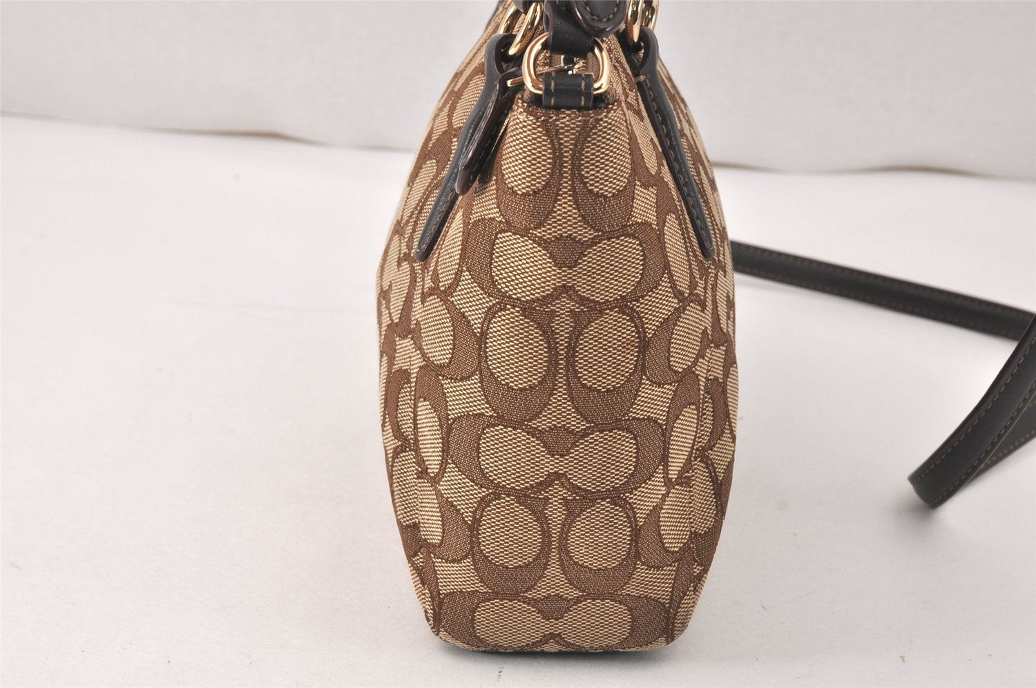 Authentic COACH Signature 2Way Hand Bag Canvas Leather F57830 Brown 4377K