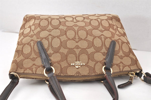 Authentic COACH Signature 2Way Hand Bag Canvas Leather F57830 Brown 4377K