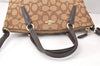 Authentic COACH Signature 2Way Hand Bag Canvas Leather F57830 Brown 4377K