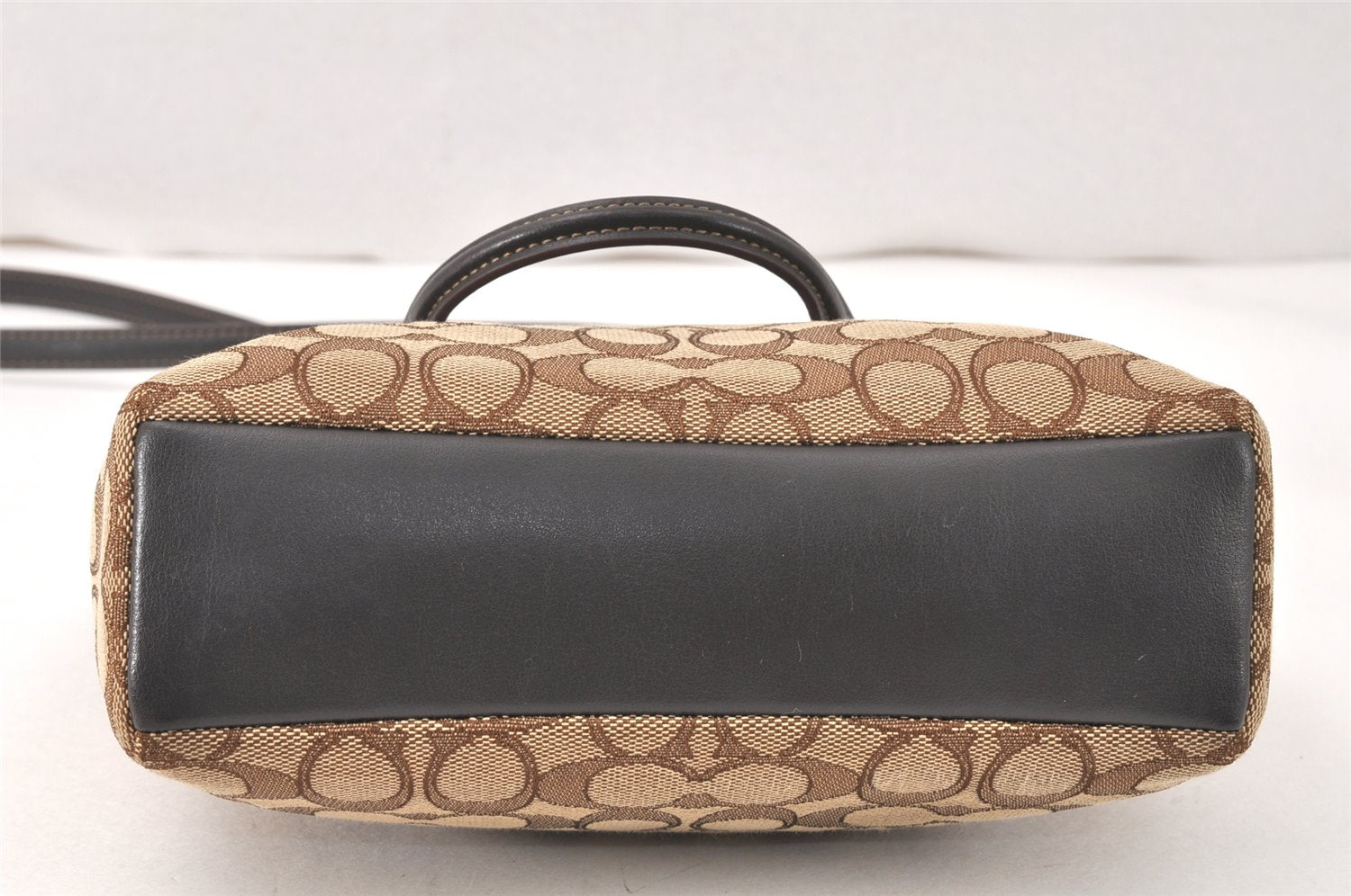 Authentic COACH Signature 2Way Hand Bag Canvas Leather F57830 Brown 4377K
