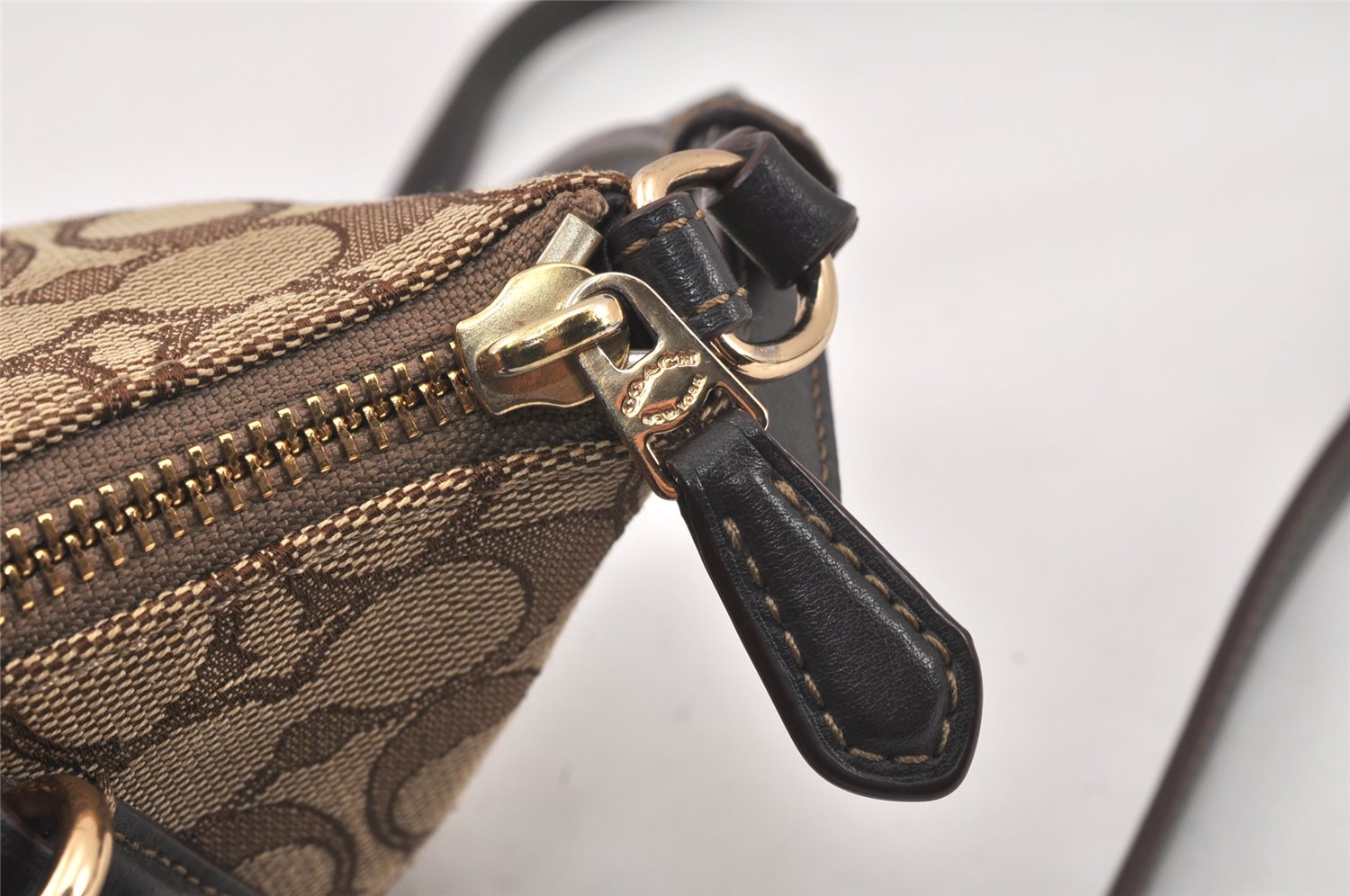 Authentic COACH Signature 2Way Hand Bag Canvas Leather F57830 Brown 4377K
