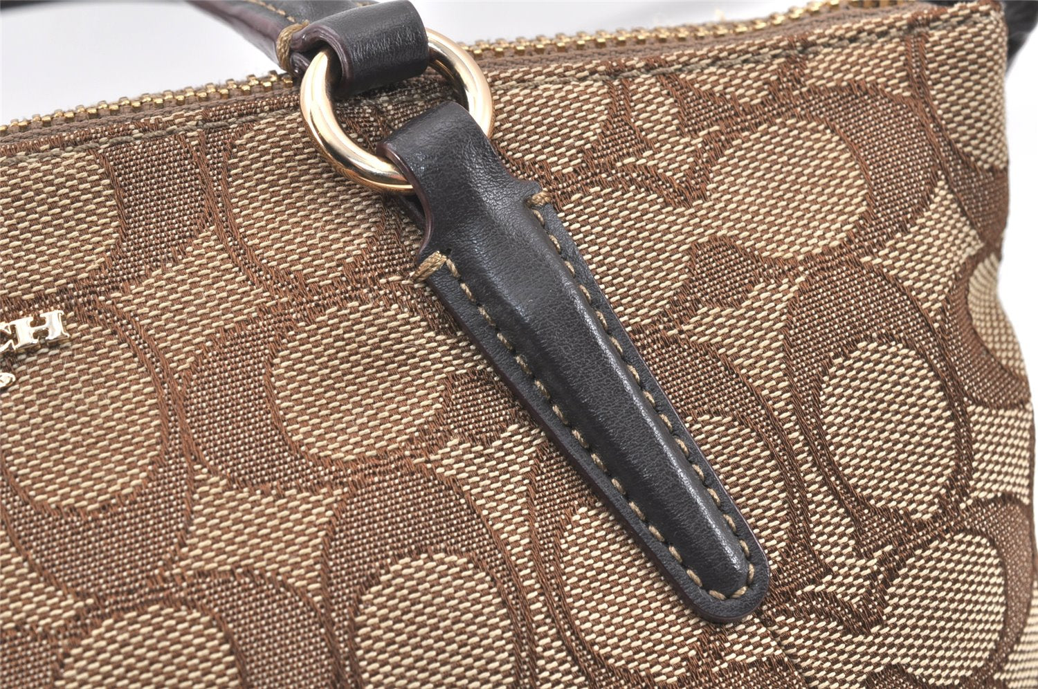 Authentic COACH Signature 2Way Hand Bag Canvas Leather F57830 Brown 4377K