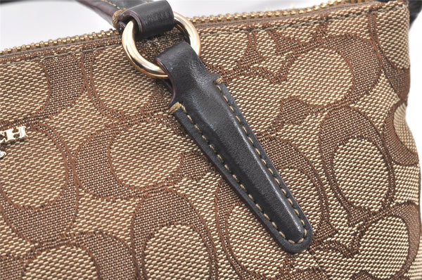 Authentic COACH Signature 2Way Hand Bag Canvas Leather F57830 Brown 4377K
