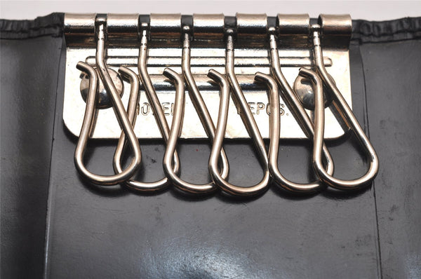 Authentic GUCCI Vintage 6 Hooks Key Case Purse Leather Black 4378J