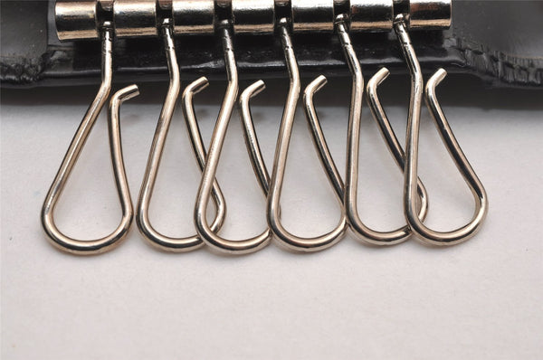 Authentic GUCCI Vintage 6 Hooks Key Case Purse Leather Black 4378J