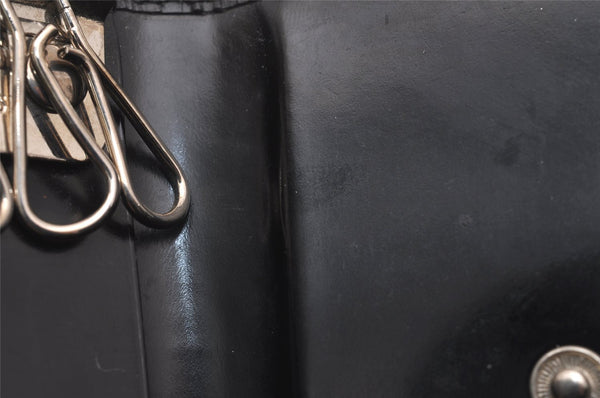 Authentic GUCCI Vintage 6 Hooks Key Case Purse Leather Black 4378J