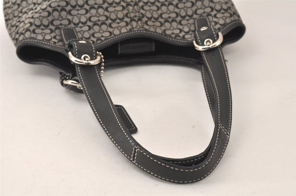 Authentic COACH Signature Shoulder Hand Bag Canvas Leather 7025 Black 4378K