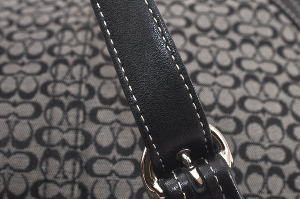 Authentic COACH Signature Shoulder Hand Bag Canvas Leather 7025 Black 4378K
