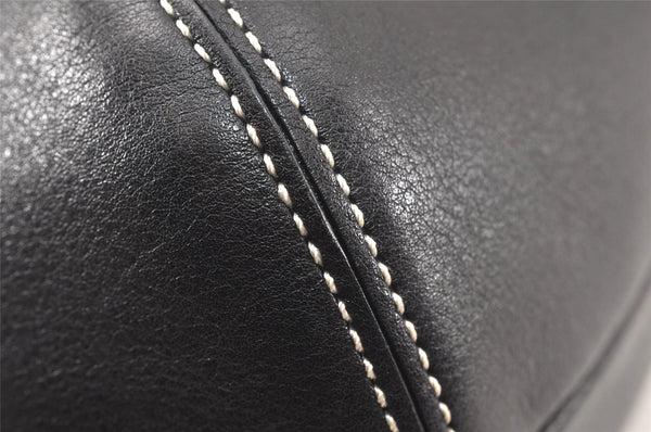 Authentic COACH Signature Shoulder Hand Bag Canvas Leather 7025 Black 4378K