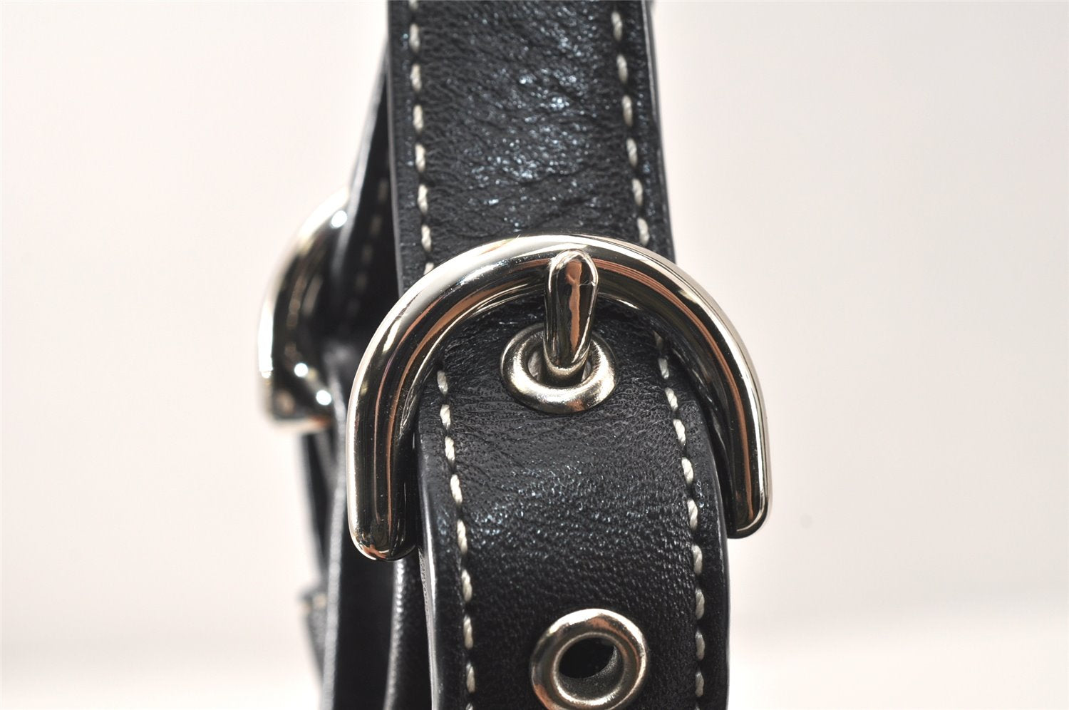 Authentic COACH Signature Shoulder Hand Bag Canvas Leather 7025 Black 4378K
