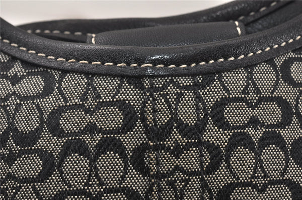 Authentic COACH Signature Shoulder Hand Bag Canvas Leather 7025 Black 4378K