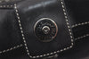 Authentic COACH Signature Shoulder Hand Bag Canvas Leather 7025 Black 4378K