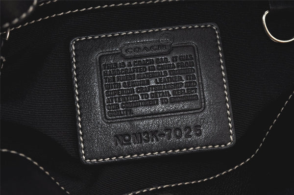 Authentic COACH Signature Shoulder Hand Bag Canvas Leather 7025 Black 4378K